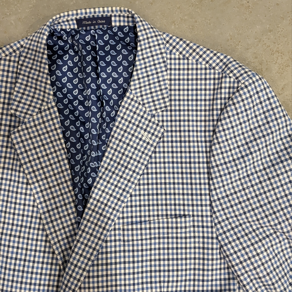 Blue checkered suit jacket 48R